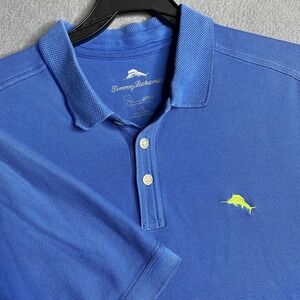Tommy Bahama Men's Blue Polo Shirt Golf Casual Big Tall Size Large Embroidered
